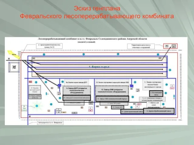 Эскиз генплана Февральского лесоперерабатывающего комбината