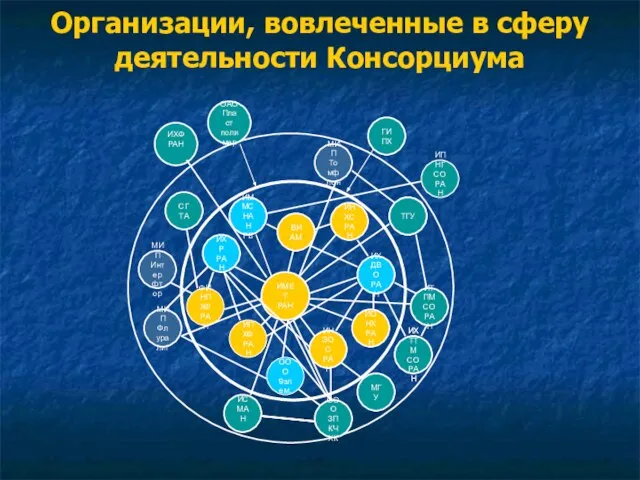 Организации, вовлеченные в сферу деятельности Консорциума ИХ ДВО РАН ИПХФ РАН ИОНХ