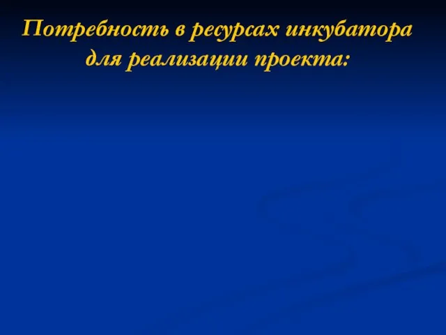 Потребность в ресурсах инкубатора для реализации проекта: