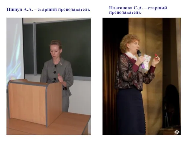 Пишун А.А. – старший преподаватель Платонова С.А. – старший преподаватель