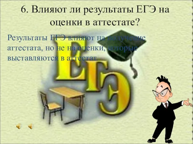 6. Влияют ли результаты ЕГЭ на оценки в аттестате? Результаты ЕГЭ влияют