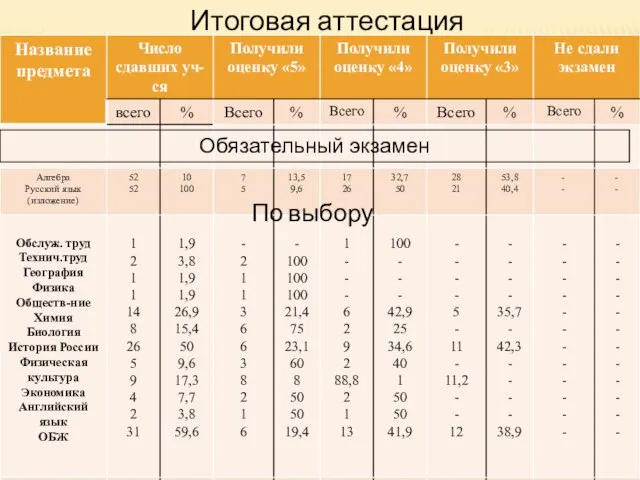 Итоговая аттестация По выбору