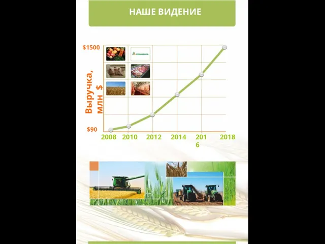 НАШЕ ВИДЕНИЕ 2008 2010 2012 2014 2016 2018 Выручка, млн $ $90 $1500