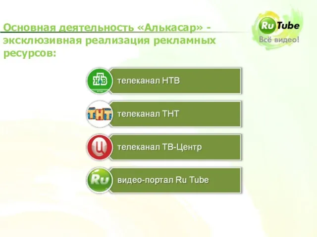 Основная деятельность «Алькасар» - эксклюзивная реализация рекламных ресурсов: