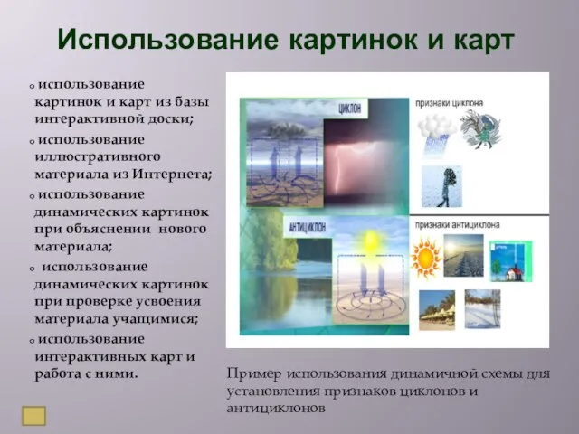 Использование картинок и карт использование картинок и карт из базы интерактивной доски;