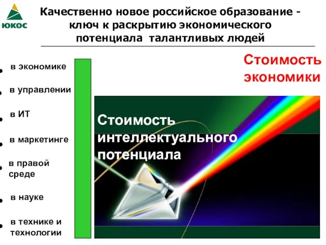 Качественно новое российское образование - ключ к раскрытию экономического потенциала талантливых людей