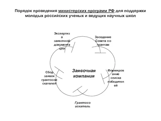 Порядок проведения министерских программ РФ для поддержки молодых российских ученых и ведущих научных школ Заявочная компания