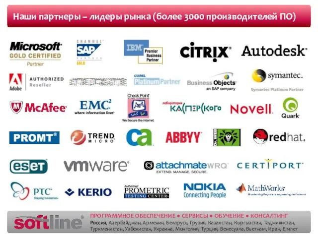 Наши партнеры – лидеры рынка (более 3000 производителей ПО)