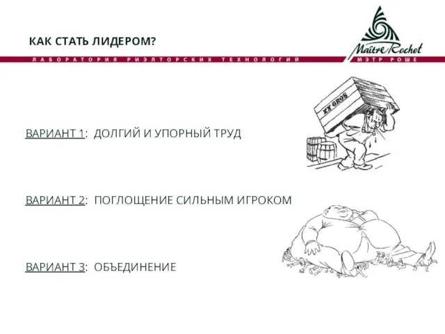 КАК СТАТЬ ЛИДЕРОМ? ВАРИАНТ 1: ДОЛГИЙ И УПОРНЫЙ ТРУД ВАРИАНТ 2: ПОГЛОЩЕНИЕ