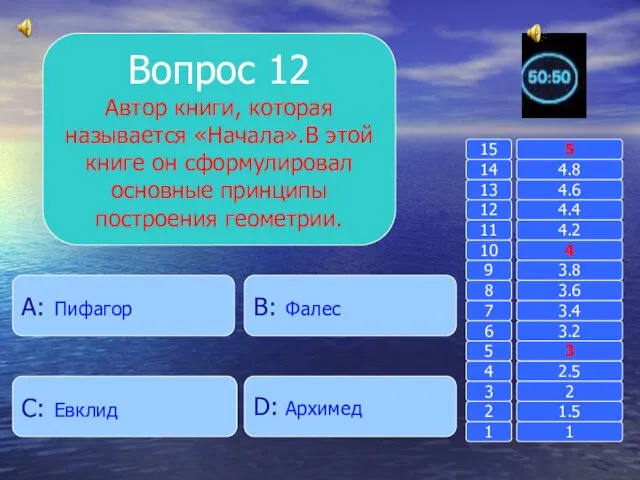 Вопрос 12 Автор книги, которая называется «Начала».В этой книге он сформулировал основные