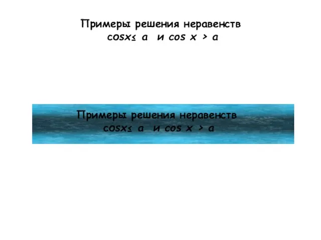 Примеры решения неравенств соsх≤ a и соs х > a Примеры решения