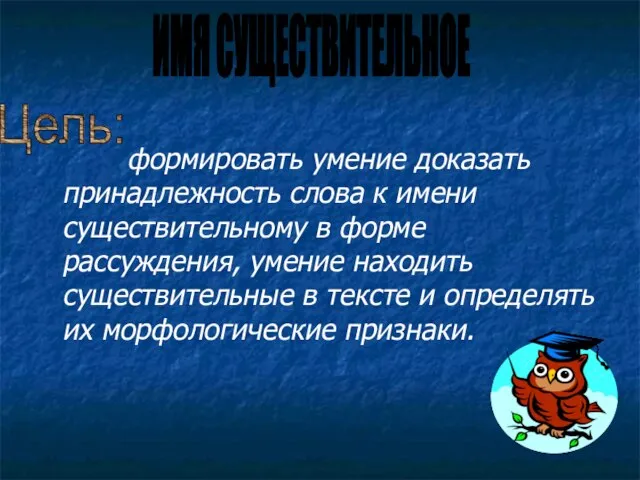 формировать умение доказать принадлежность слова к имени существительному в форме рассуждения, умение