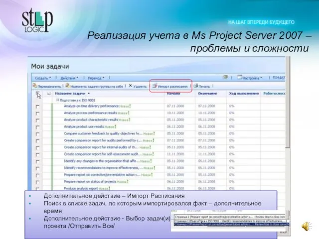 Реализация учета в Ms Project Server 2007 – проблемы и сложности Дополнительное