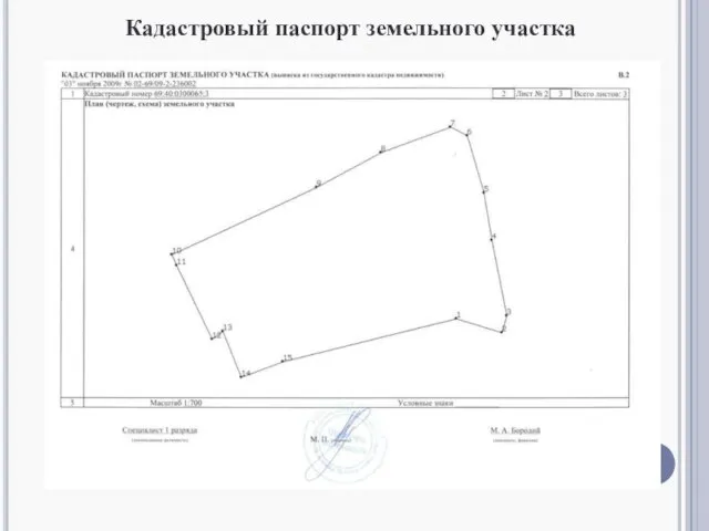 Кадастровый паспорт земельного участка