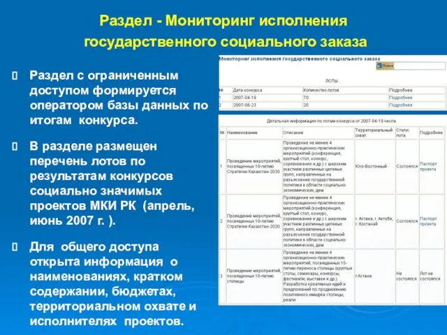 Раздел - Мониторинг исполнения государственного социального заказа Раздел с ограниченным доступом формируется