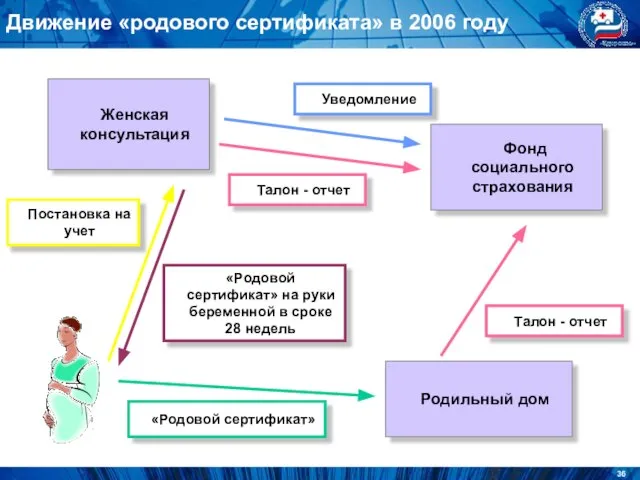 Движение «родового сертификата» в 2006 году Женская консультация Родильный дом Фонд социального