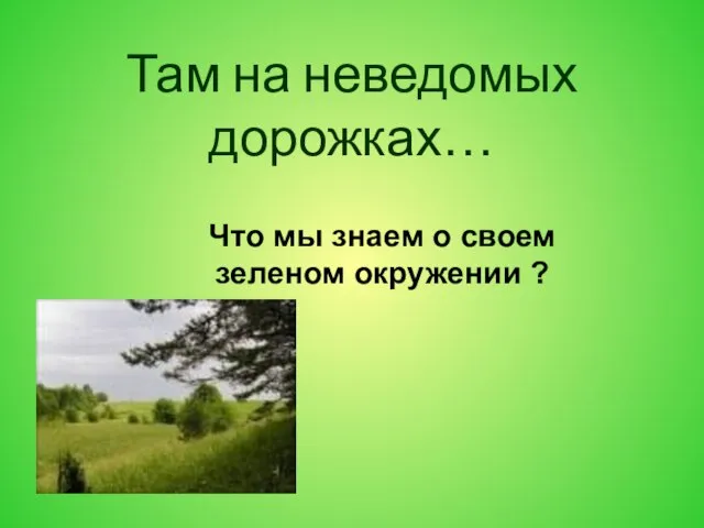 Там на неведомых дорожках… Что мы знаем о своем зеленом окружении ?