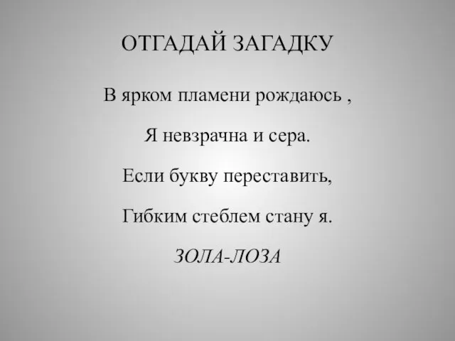 ОТГАДАЙ ЗАГАДКУ В ярком пламени рождаюсь , Я невзрачна и сера. Если