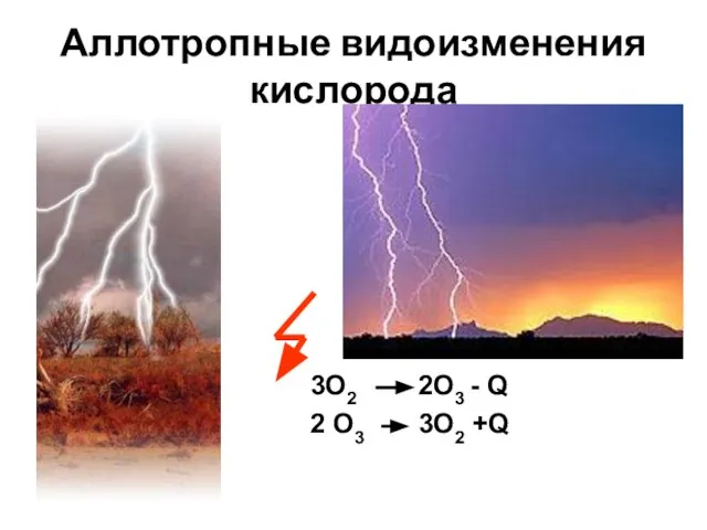 Аллотропные видоизменения кислорода 3О2 2О3 - Q 2 О3 3О2 +Q