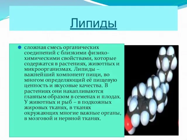 Липиды сложная смесь органических соединений с близкими физико-химическими свойствами, которые содержатся в