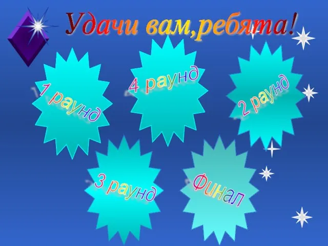 1 раунд 2 раунд 3 раунд Финал Удачи вам,ребята! 4 раунд