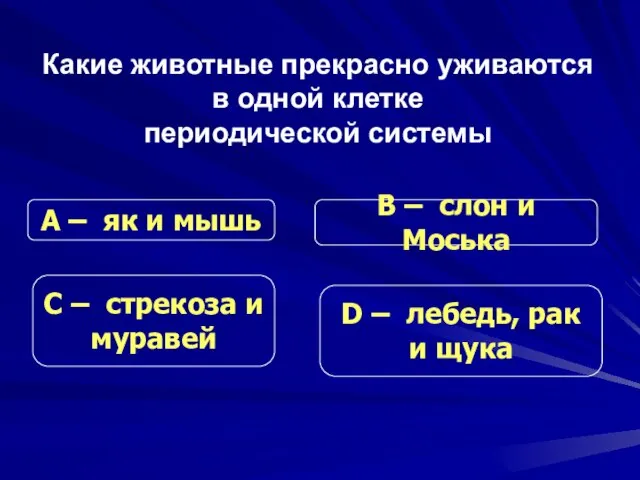 Какие животные прекрасно уживаются в одной клетке периодической системы С – стрекоза