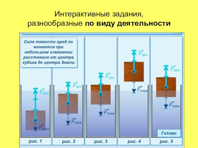 Интерактивные задания, разнообразные по виду деятельности