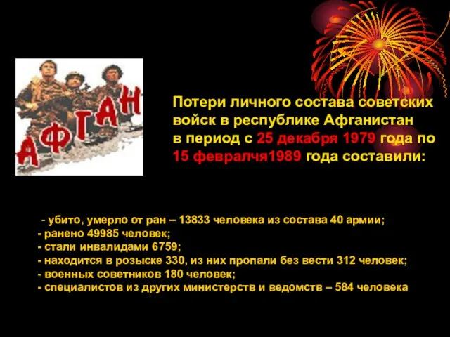 Потери личного состава советских войск в республике Афганистан в период с 25