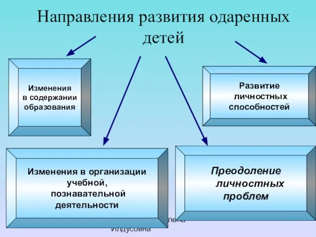 Гиззатуллина Елена Илдусовна Направления развития одаренных детей Изменения в содержании образования Преодоление