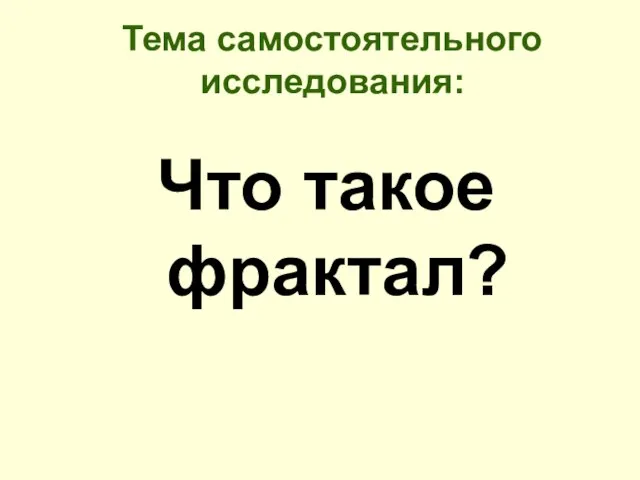 Тема самостоятельного исследования: Что такое фрактал?