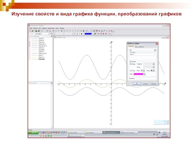 Изучение свойств и вида графика функции, преобразований графиков