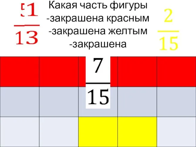 Какая часть фигуры -закрашена красным -закрашена желтым -закрашена