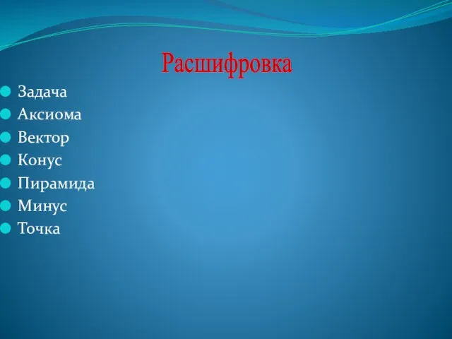 Задача Аксиома Вектор Конус Пирамида Минус Точка Расшифровка