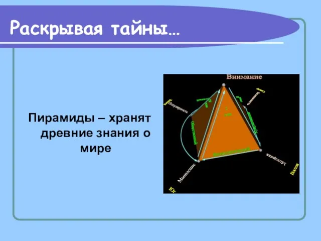 Раскрывая тайны… Пирамиды – хранят древние знания о мире