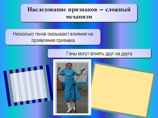 Наследование признаков – сложный механизм Несколько генов оказывают влияние на проявление признака