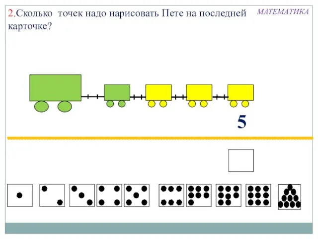 2.Сколько точек надо нарисовать Пете на последней карточке? 5 МАТЕМАТИКА