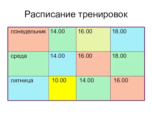 Расписание тренировок