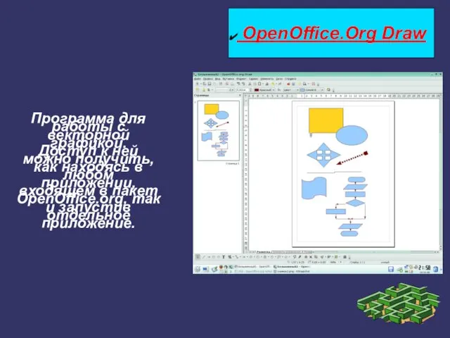 OpenOffice.Org Draw Программа для работы с векторной графикой. Доступ к ней можно