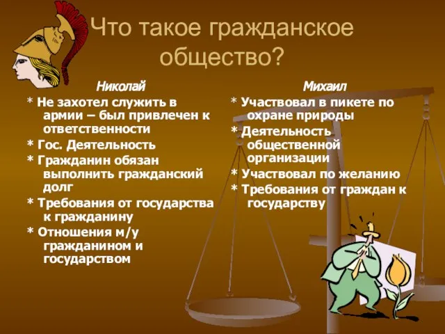 Что такое гражданское общество? Николай * Не захотел служить в армии –