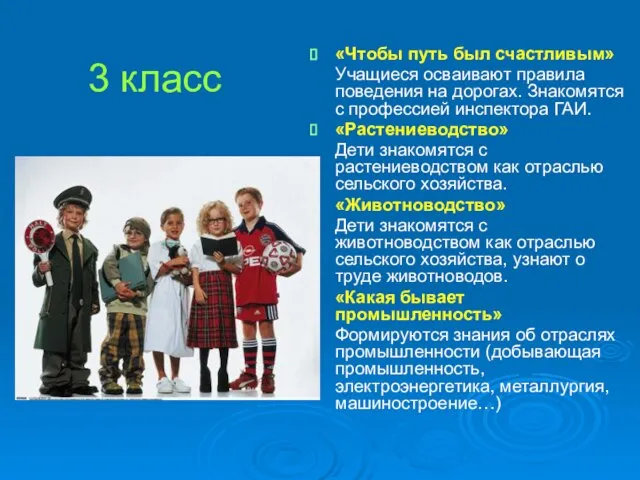 3 класс «Чтобы путь был счастливым» Учащиеся осваивают правила поведения на дорогах.