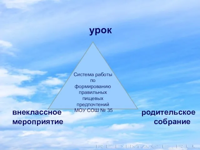 Система работы по формированию правильных пищевых предпочтений МОУ СОШ № 35 Система