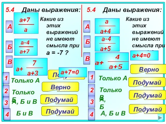 5.4 Даны выражения: А Только A 2 Только Б 3 А, Б