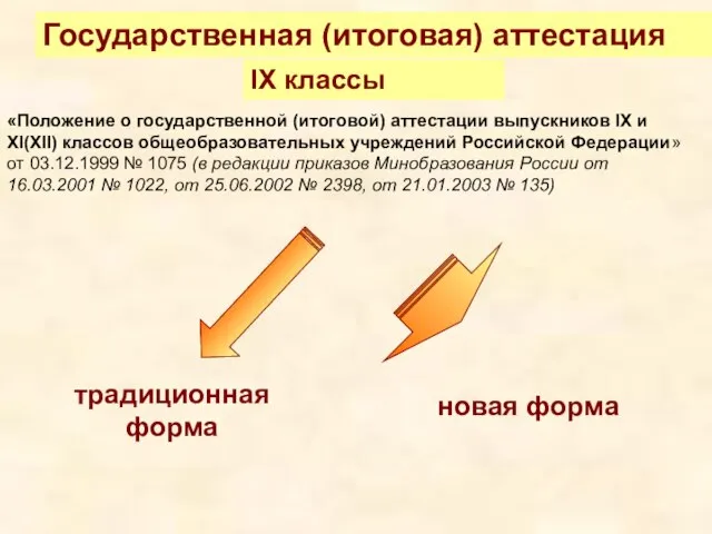 «Положение о государственной (итоговой) аттестации выпускников IX и XI(XII) классов общеобразовательных учреждений