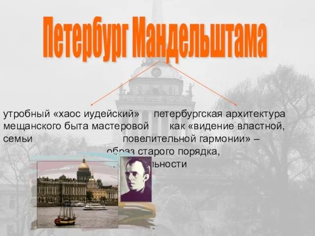 Петербург Мандельштама утробный «хаос иудейский» петербургская архитектура мещанского быта мастеровой как «видение