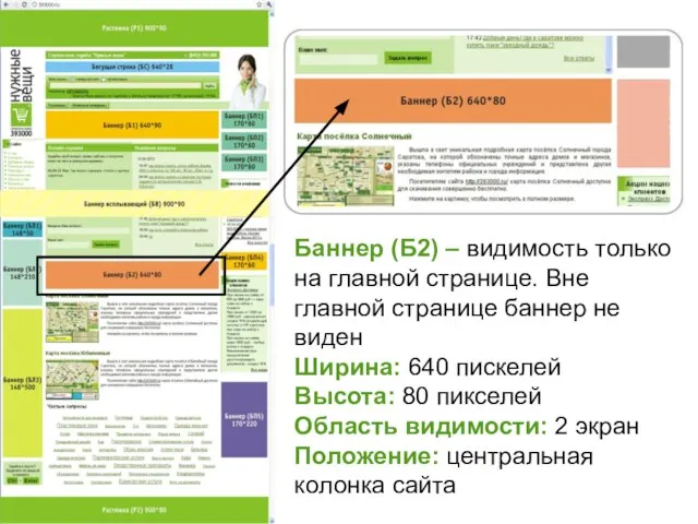 Баннер (Б2) – видимость только на главной странице. Вне главной странице баннер