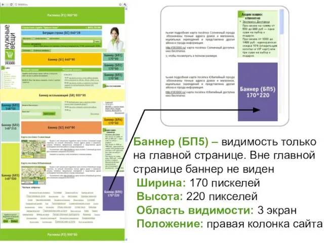 Баннер (БП5) – видимость только на главной странице. Вне главной странице баннер