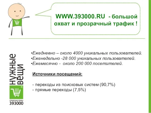 WWW.393000.RU - большой охват и прозрачный трафик ! Ежедневно – около 4000