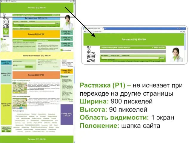 Растяжка (Р1) – не исчезает при переходе на другие страницы Ширина: 900