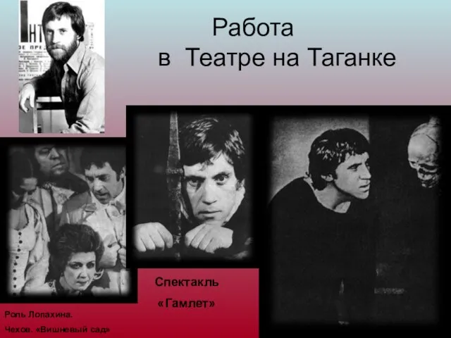 Работа в Театре на Таганке Спектакль «Гамлет» Роль Лопахина. Чехов. «Вишневый сад»