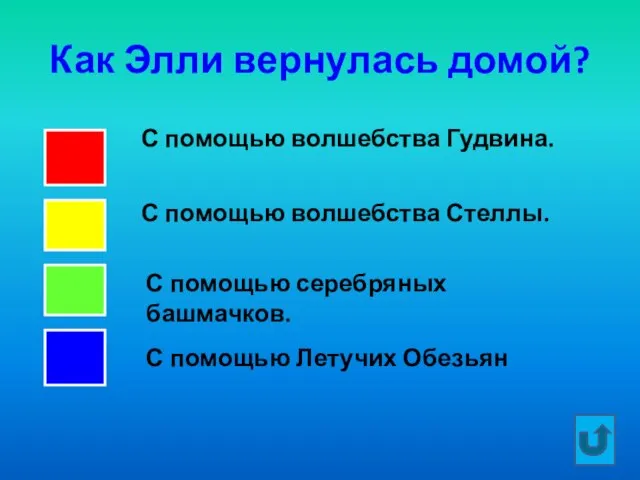 Как Элли вернулась домой? С помощью волшебства Стеллы. С помощью волшебства Гудвина.